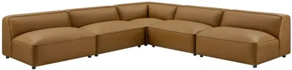 Auren 5-Piece Upholstered Armless L-Shaped Vegan Leather Modular Sofa