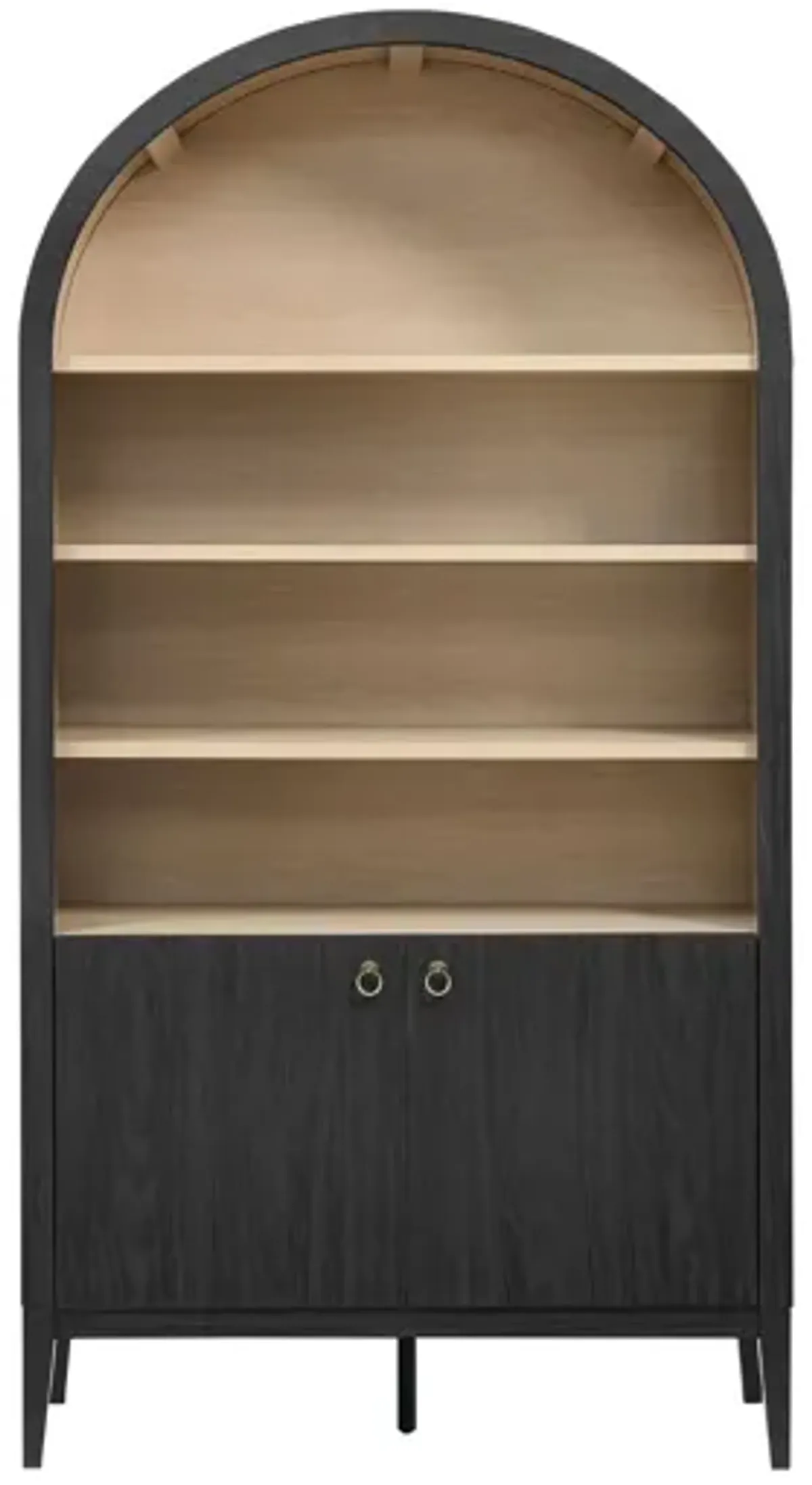 Nolan 74" Tall Wide Arched Storage Display Cabinet Bookshelf