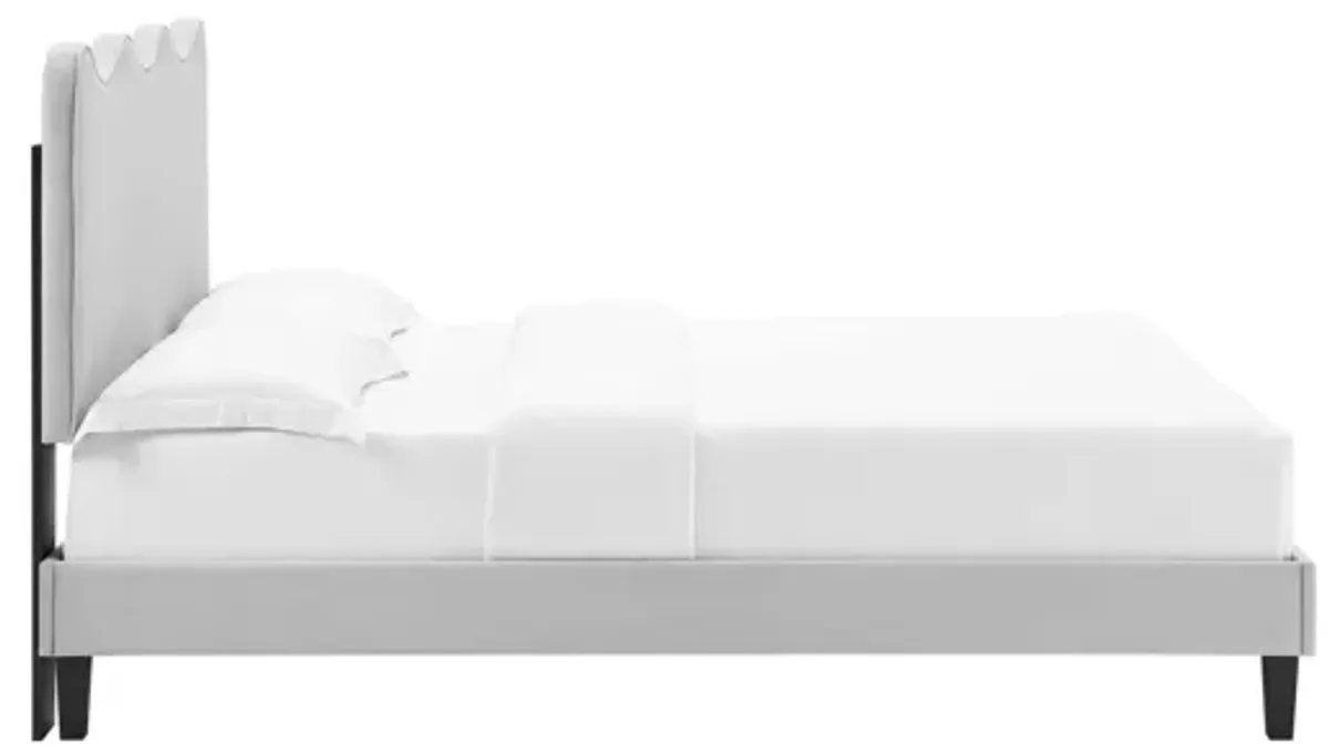 Current Performance Velvet Full Platform Bed in Light Grey