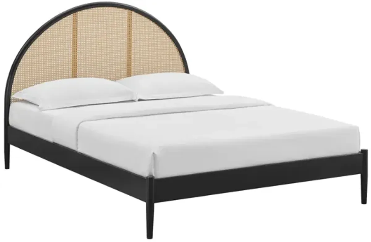Odette Queen Arched Rattan Cane Platform Bed