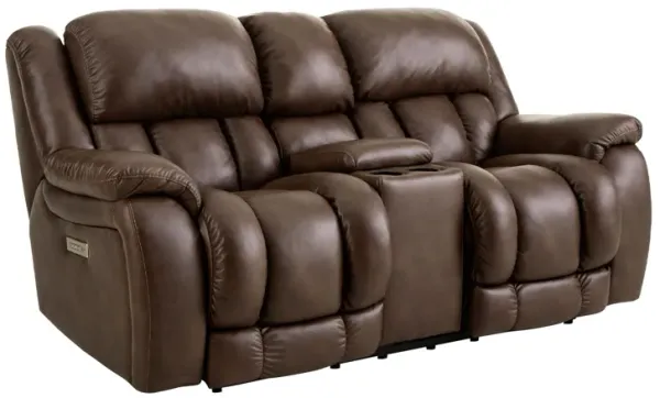 Weston Brown Triple Power Reclining Console Loveseat