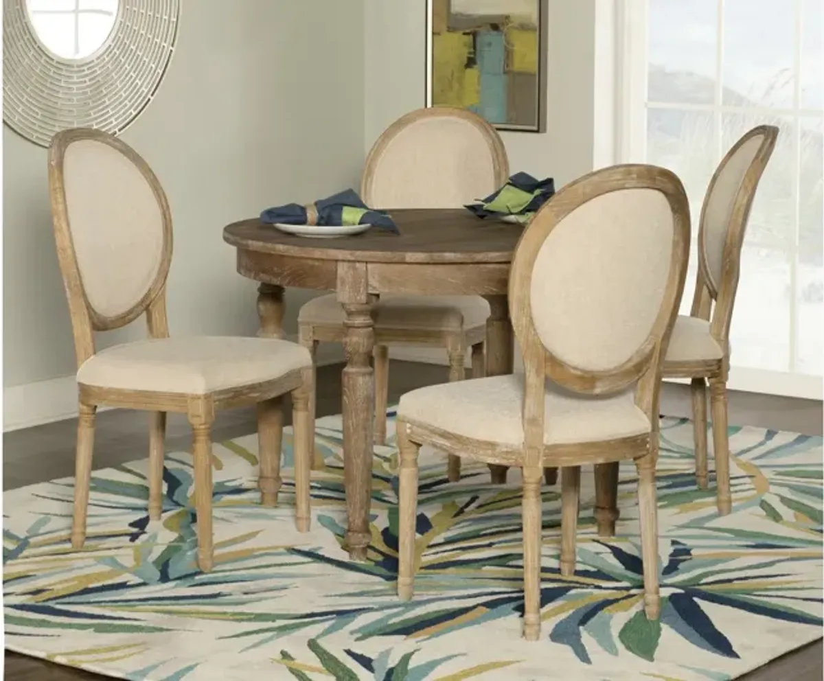 Shiraz 5 Pc Set Round Table 4 Oval Chairs