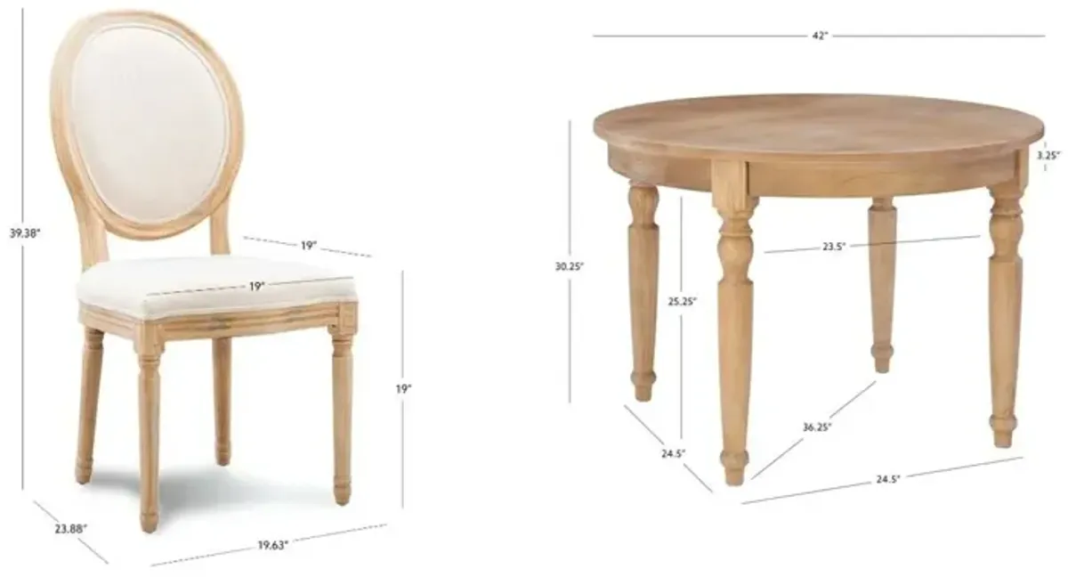 Shiraz 5 Pc Set Round Table 4 Oval Chairs