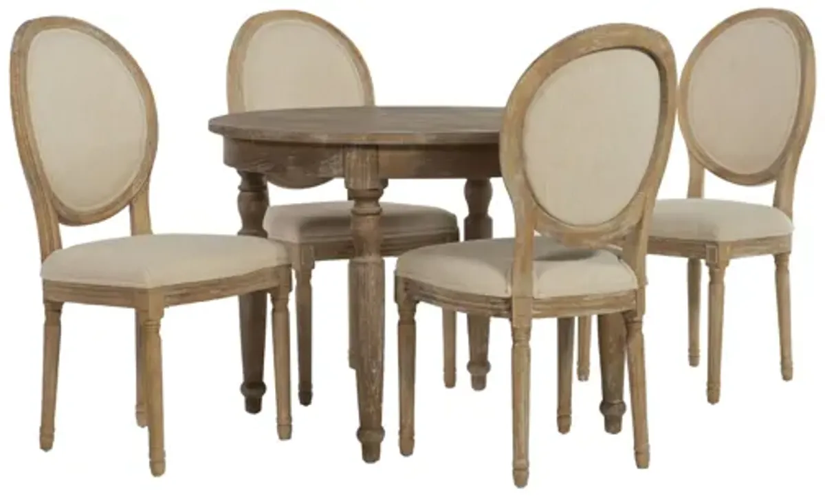 Shiraz 5 Pc Set Round Table 4 Oval Chairs