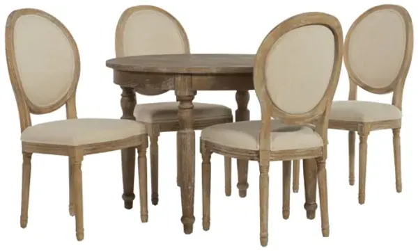 Shiraz 5 Pc Set Round Table 4 Oval Chairs