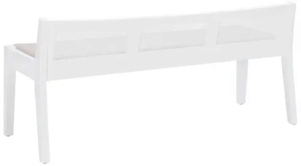 Beaux White Cane Bench