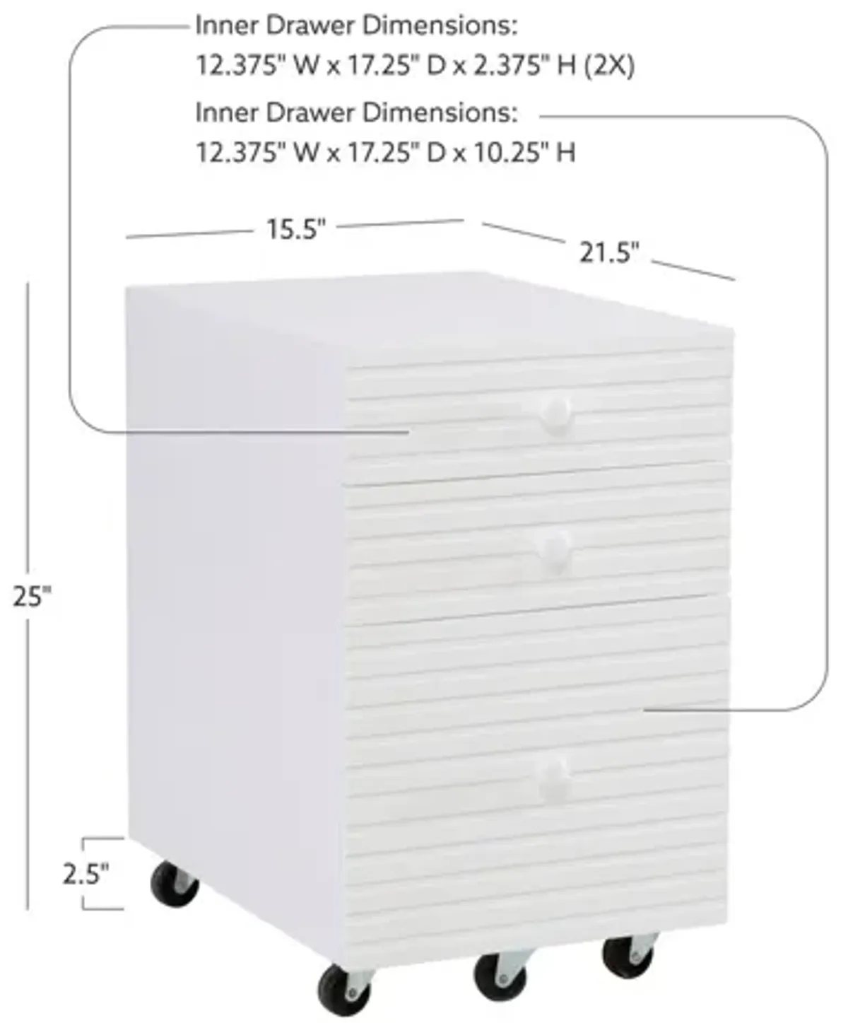 Waves White File Cabinet