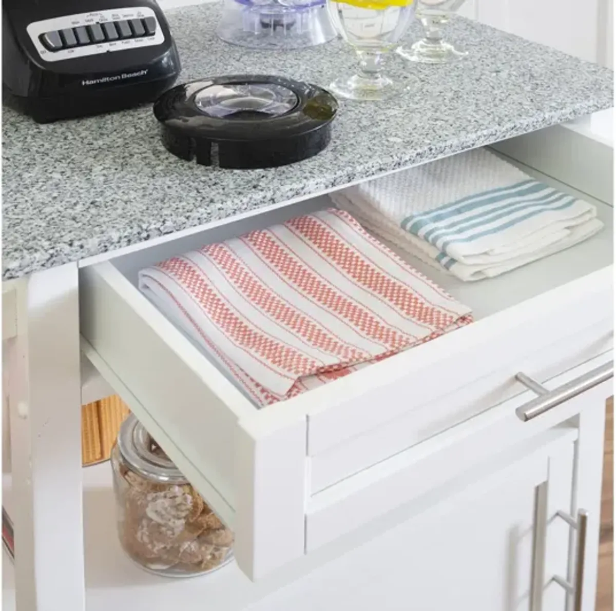 Mitchell White Cart With Granite Top
