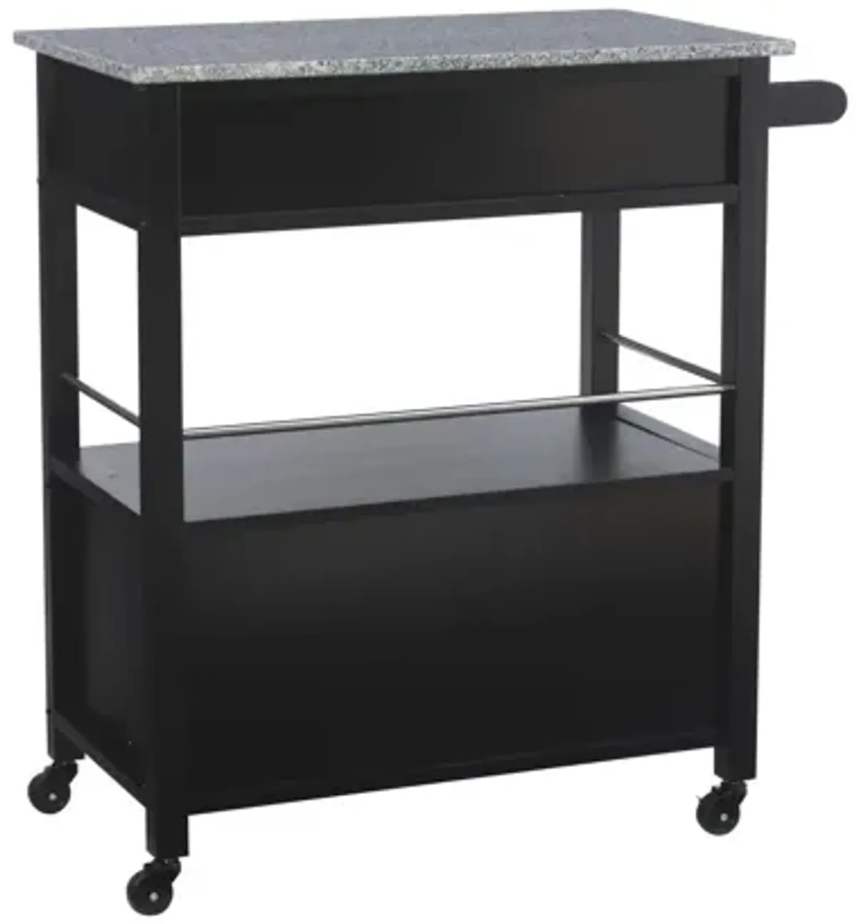 Cameron Black Kitchen Cart Granite Top