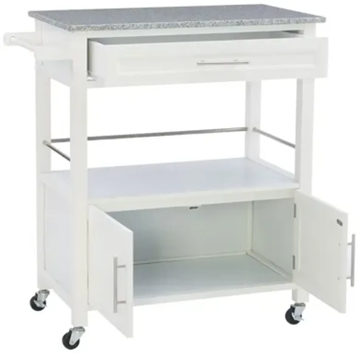 Cameron White Cart With Granite Top