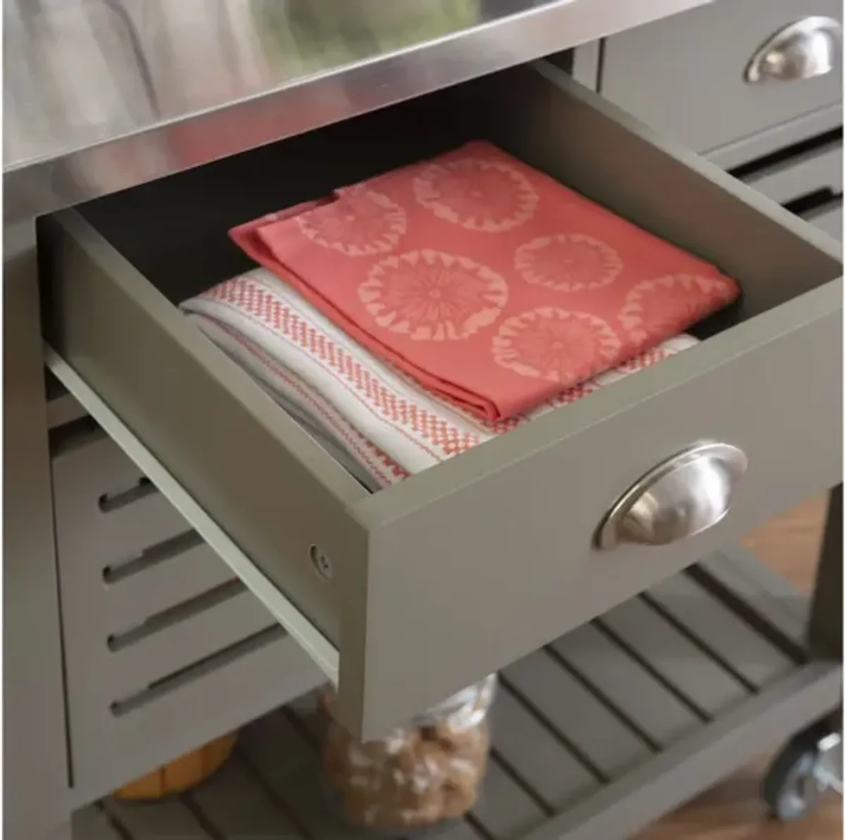 Robbin Grey Wood Kitchen Cart