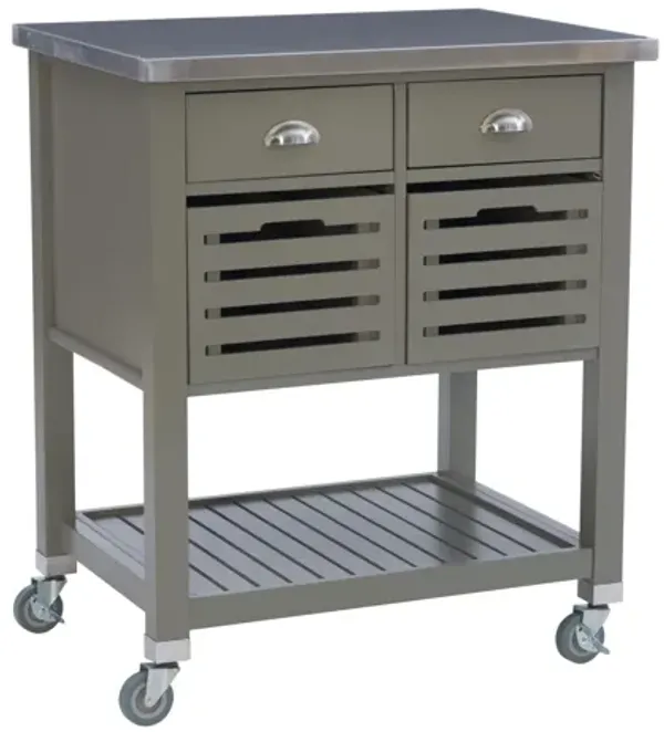 Robbin Grey Wood Kitchen Cart