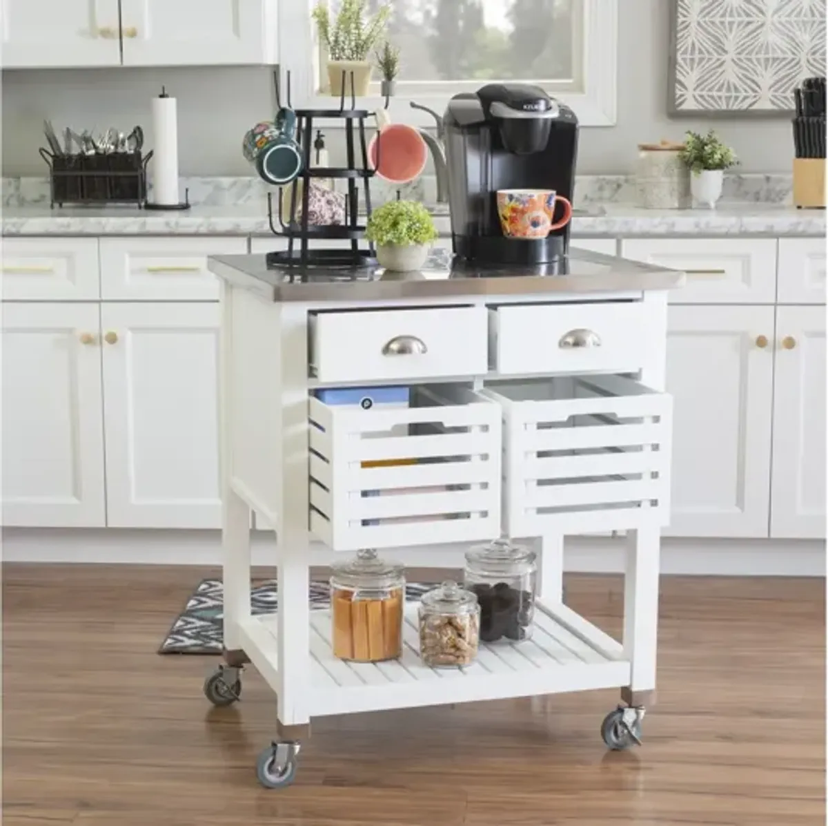 Robbin White Wood Kitchen Cart