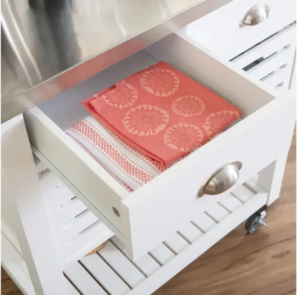 Robbin White Wood Kitchen Cart