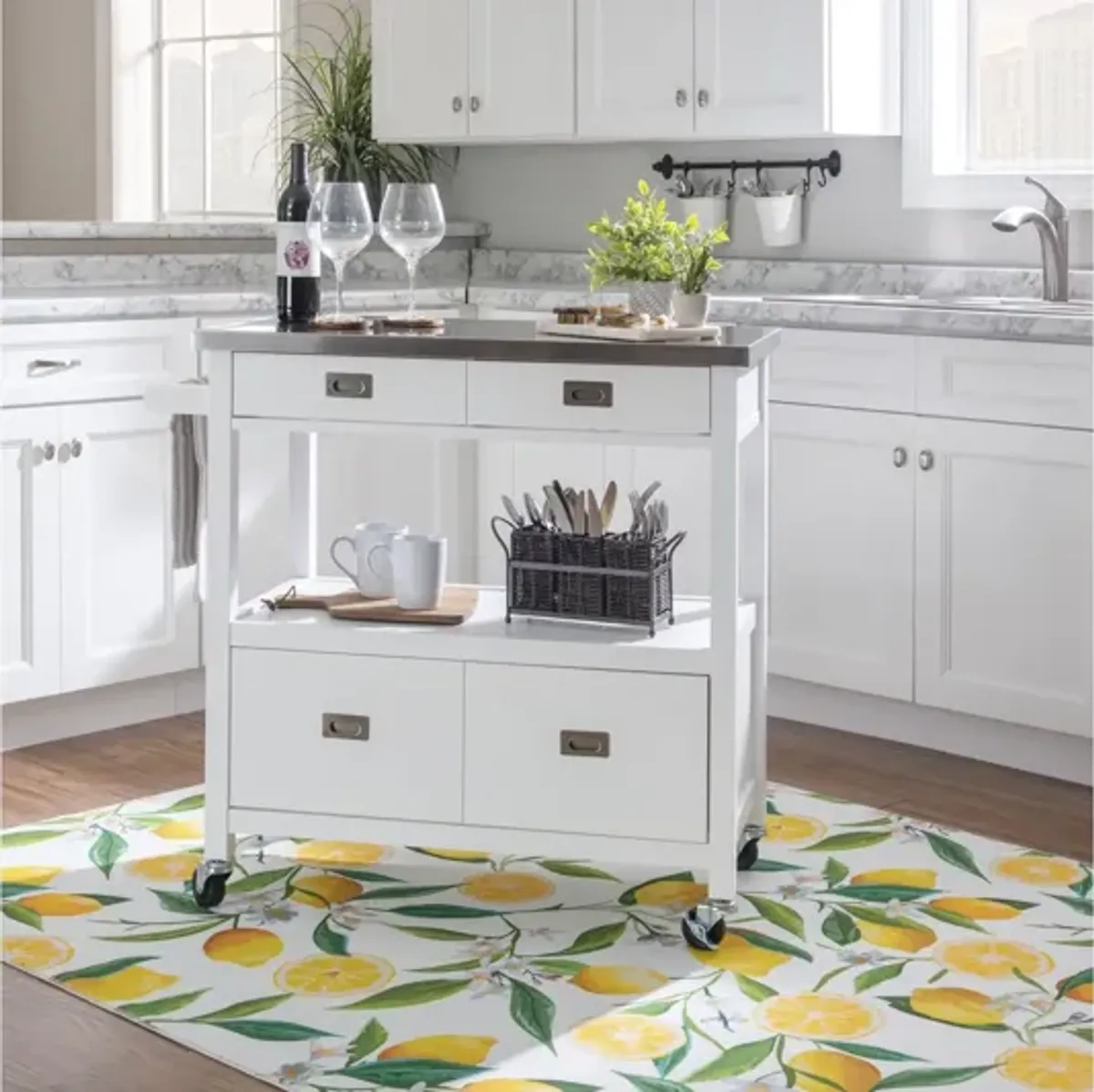 Sydney White Kitchen Cart