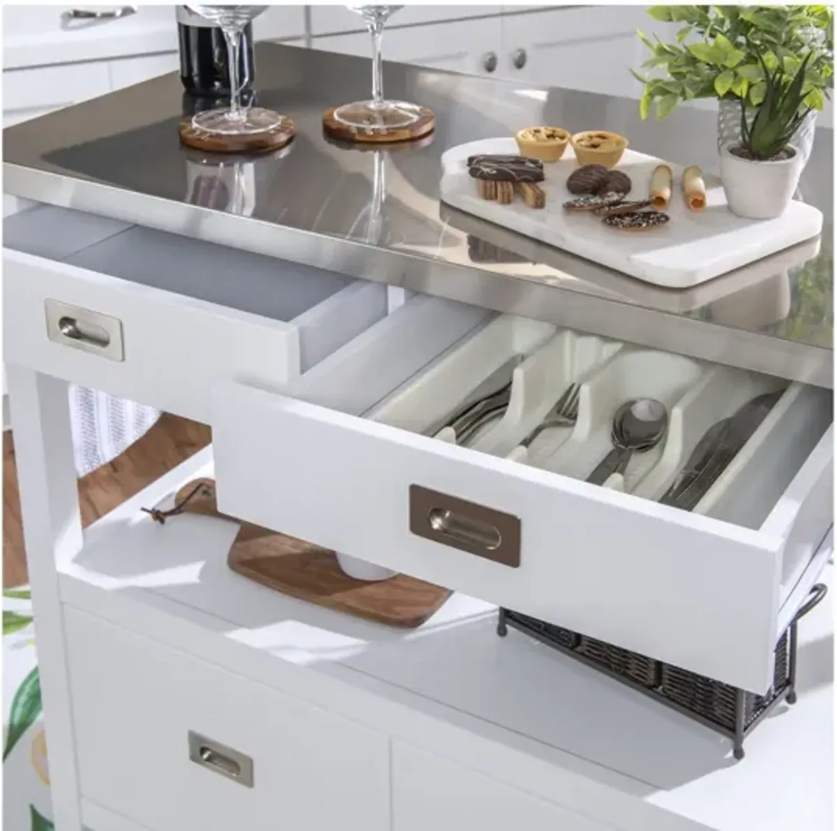 Sydney White Kitchen Cart