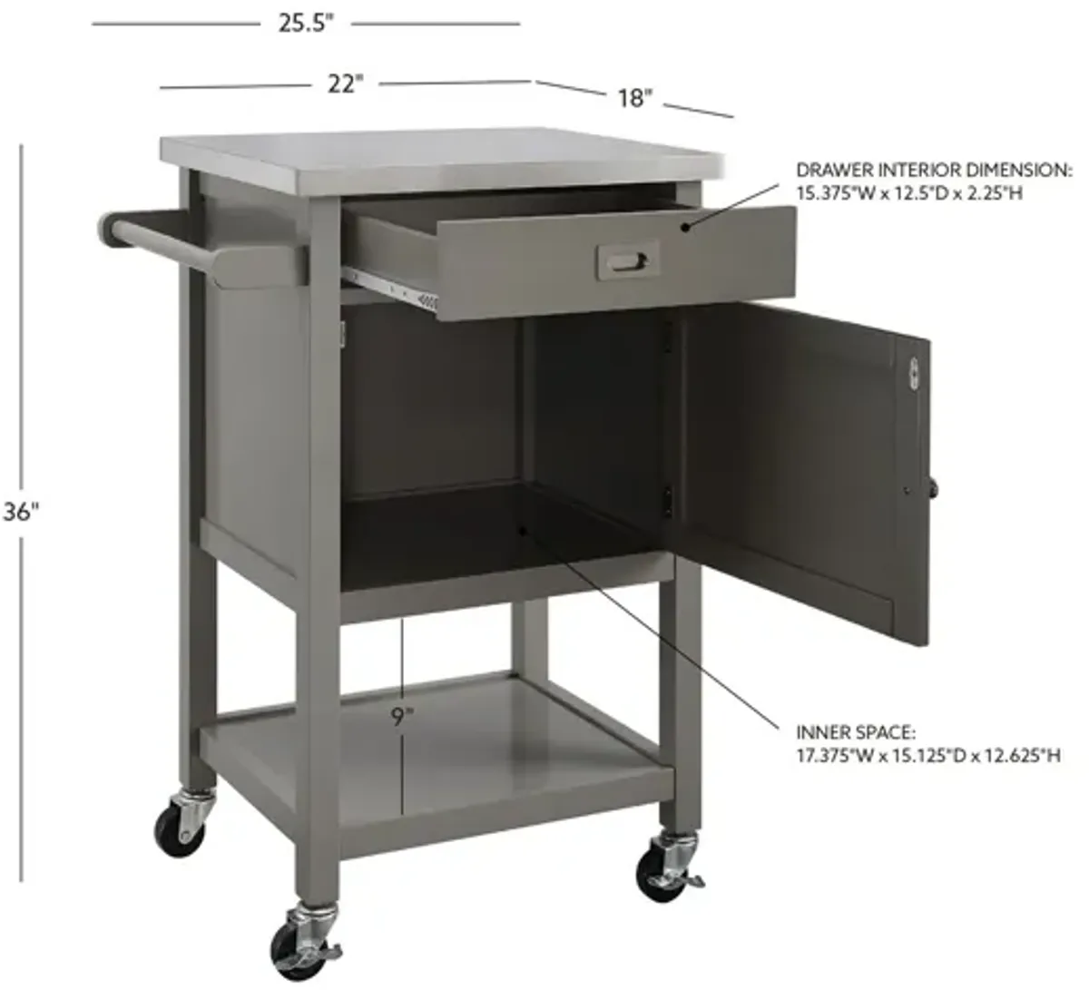 Sydney Grey Apartment Cart