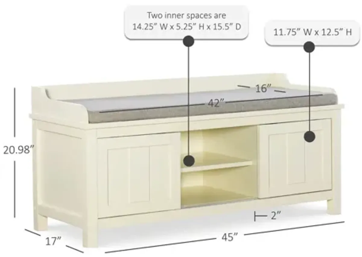Shirley Antique White Storage Bench
