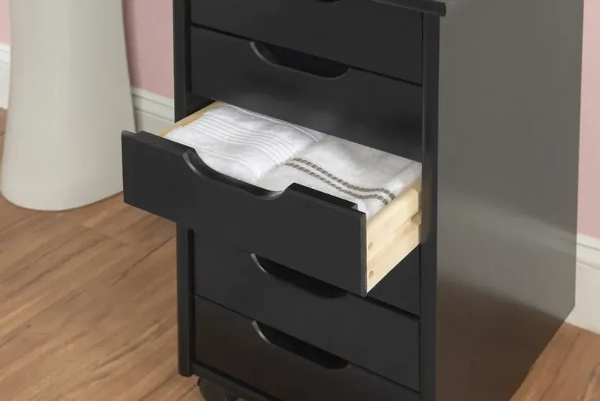 Rudy Black Rolling Storage Cart 6Dr
