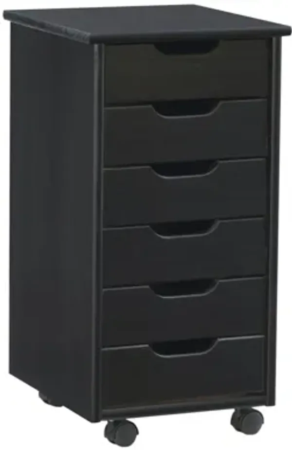Rudy Black Rolling Storage Cart 6Dr