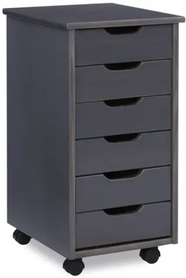 Rudy Grey Rolling Storage Cart 6Dr