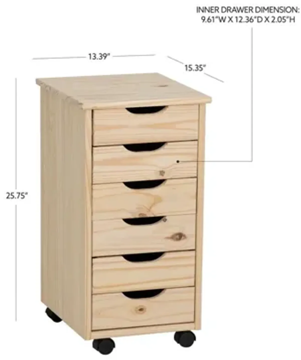 Rudy Natural Rolling Storage Cart 6Dr