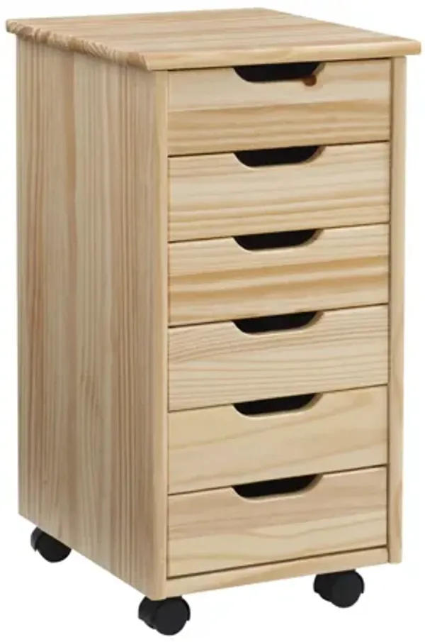 Rudy Natural Rolling Storage Cart 6Dr