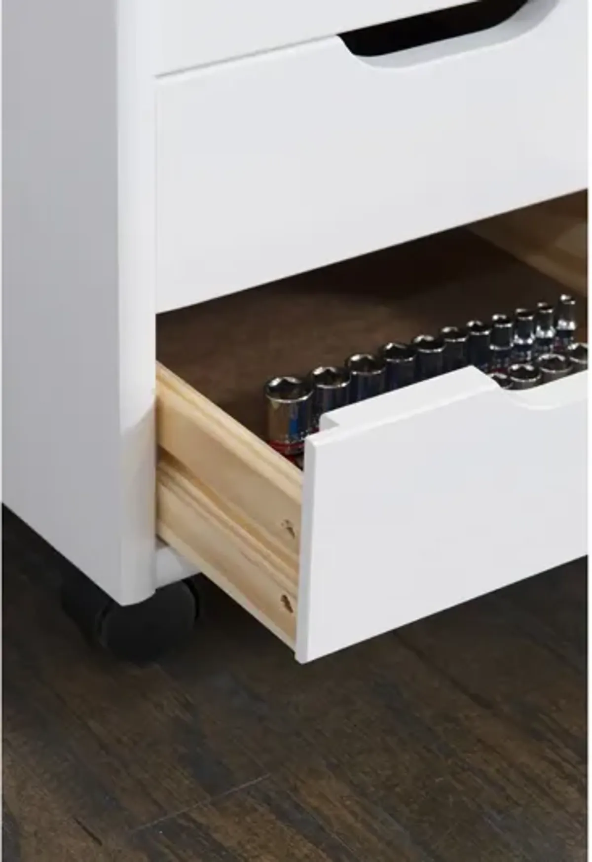 Rudy White Rolling Storage Cart 6Dr