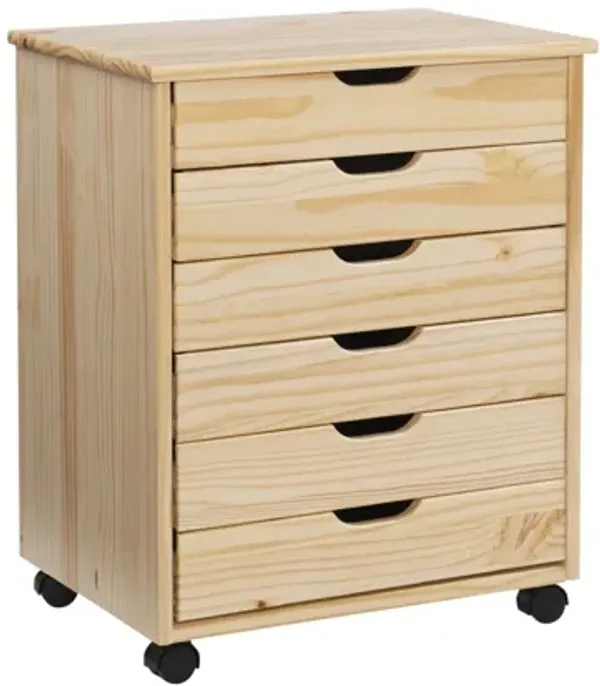 Rudy Nat Wide Rolling Strage Cart 6Dr