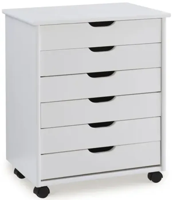 Rudy White Wide Rolling Strage Cart 6Dr