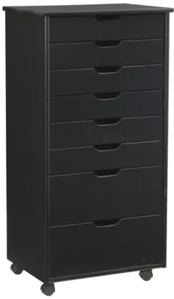 Rudy Black Rolling Storage Cart 8Dr