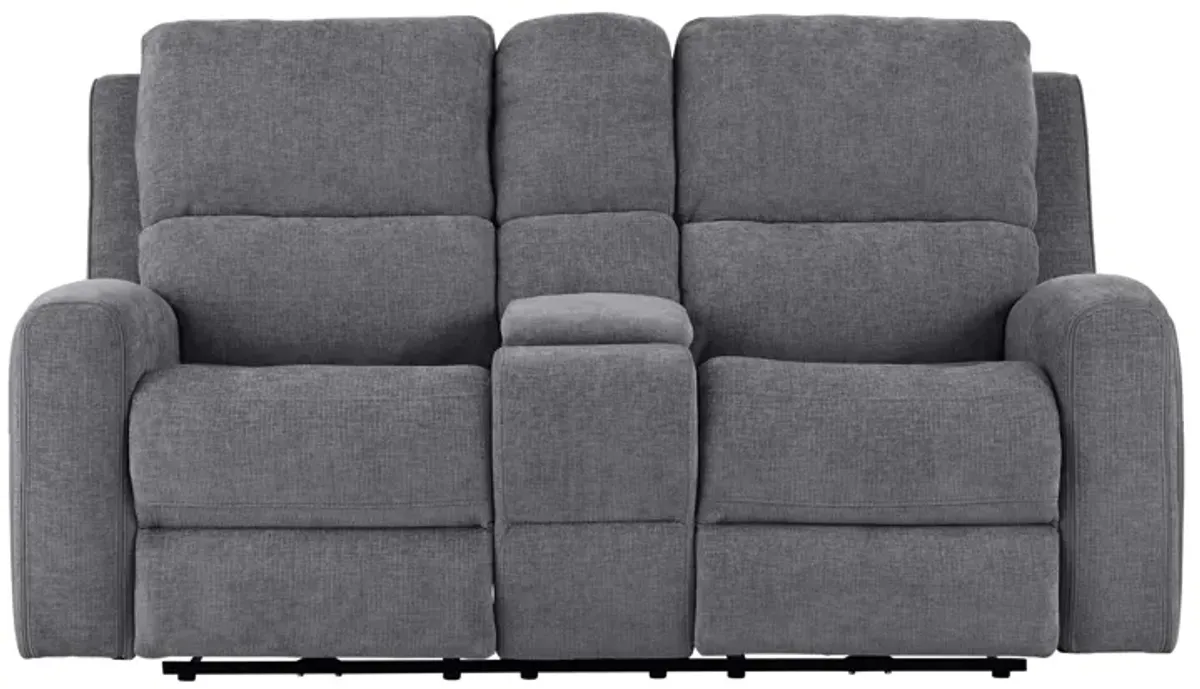 Davis Grey Dual Power Reclining Console Loveseat