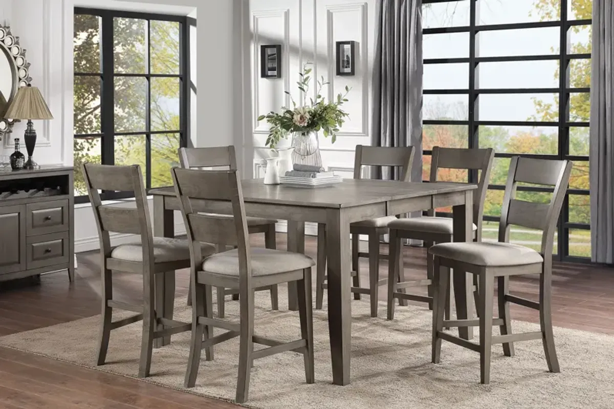 Mango Grey Extendable Counter Table + 6 Stools