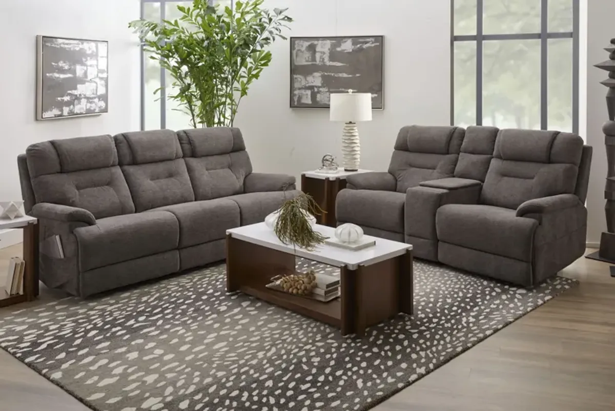 Zofa Umber Triple Power Reclining Sleep Console Loveseat by Flexsteel