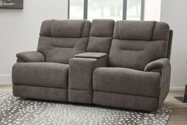 Zofa Umber Triple Power Reclining Sleep Console Loveseat by Flexsteel