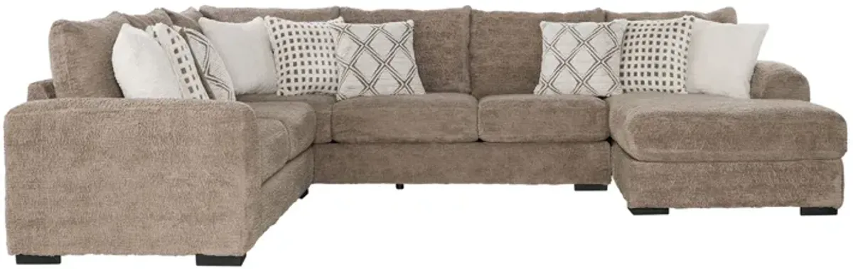 Haven Cocoa 3-Piece Sectional with Right Arm Facing Chaise