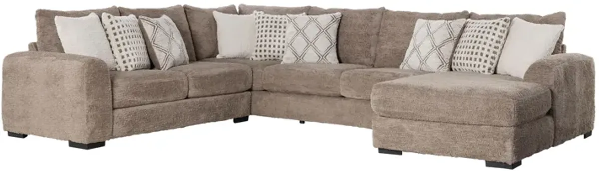 Haven Cocoa 3-Piece Sectional with Right Arm Facing Chaise
