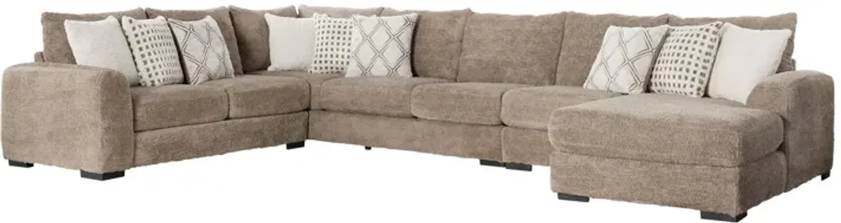 Haven Cocoa 4-Piece Sectional with Right-Arm Facing Chaise