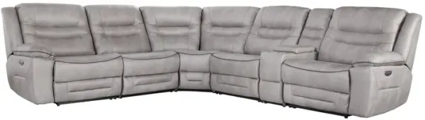 Rockford Grey Dual Power Reclining 6-Piece Console Sectional
