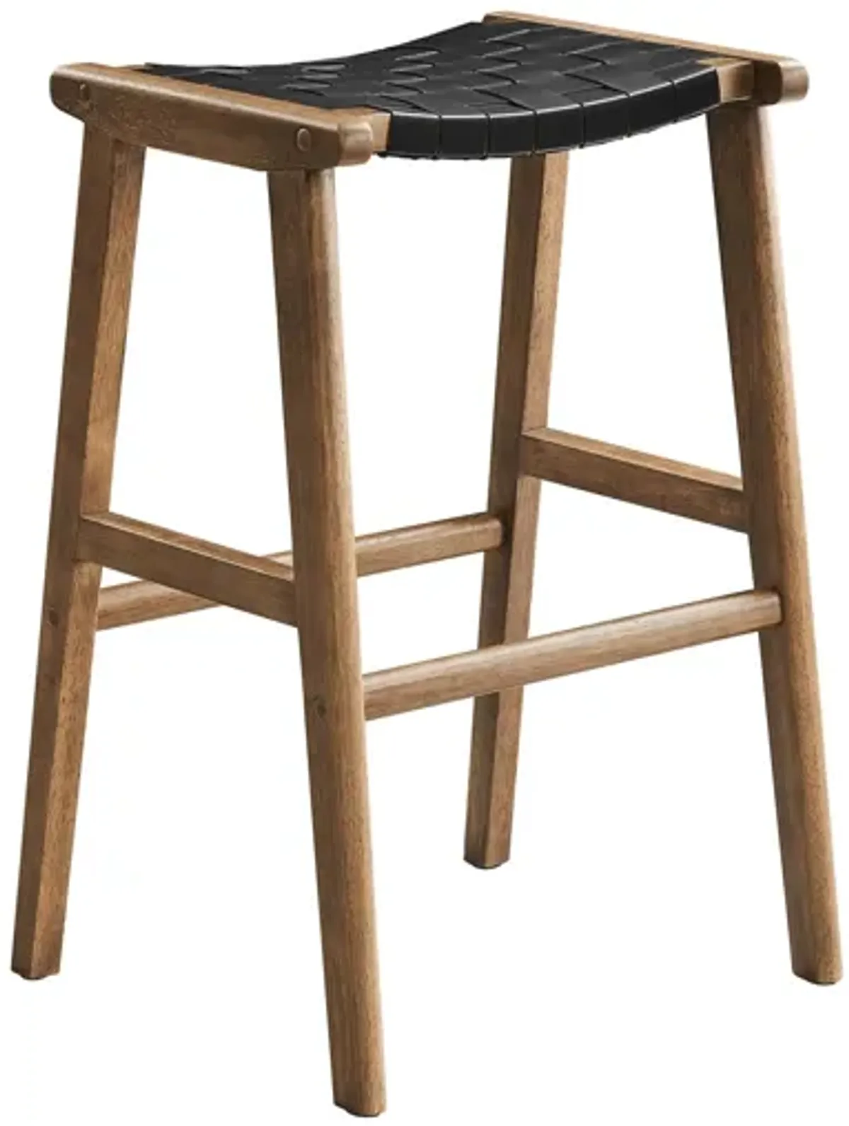 Saoirse Leather Wood Bar Stool Set of 2 by Modway