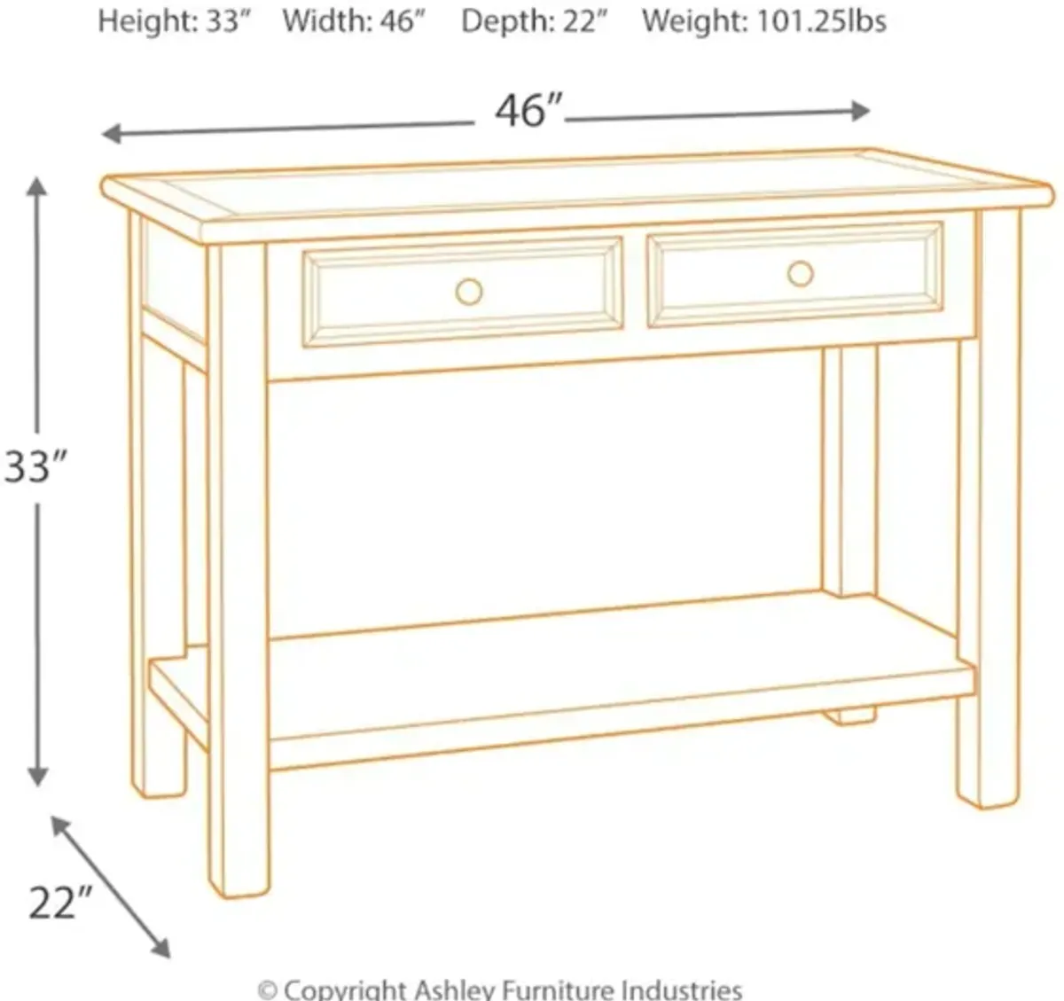 Bolanburg Sofa/Console Table