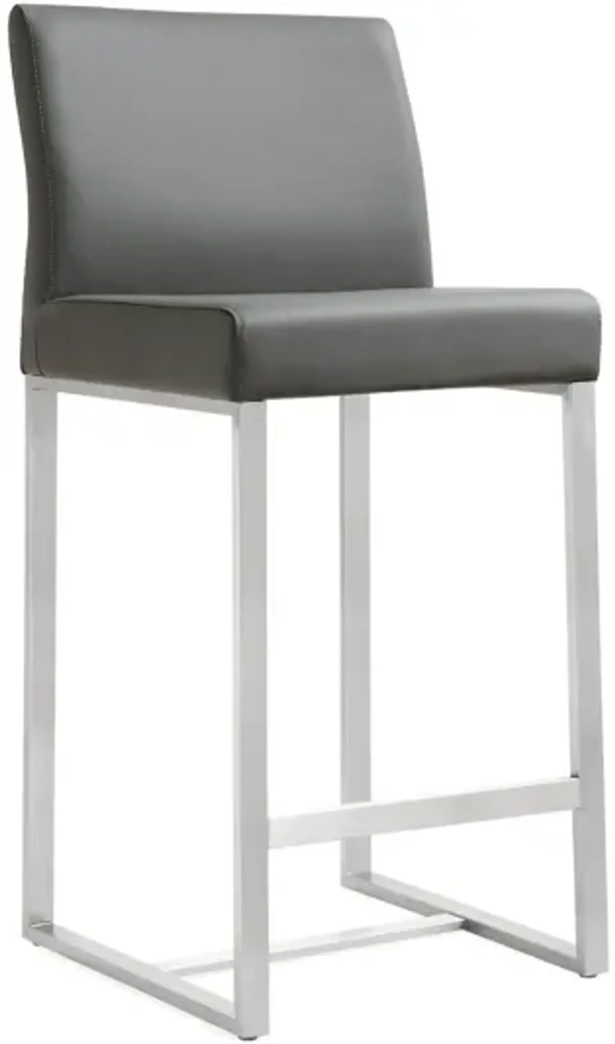 Denmark Grey Performance Vegan Leather and Stainless Steel Counter Stool - Set of 2