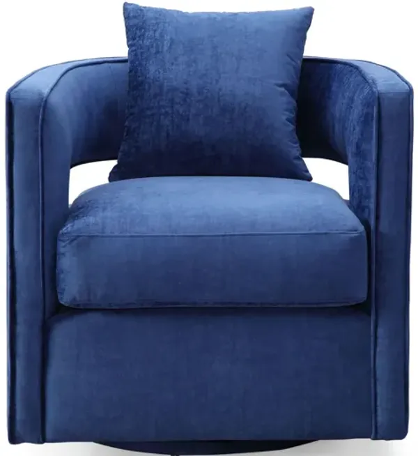 Kennedy Navy Textured Velvet Swivel Chair