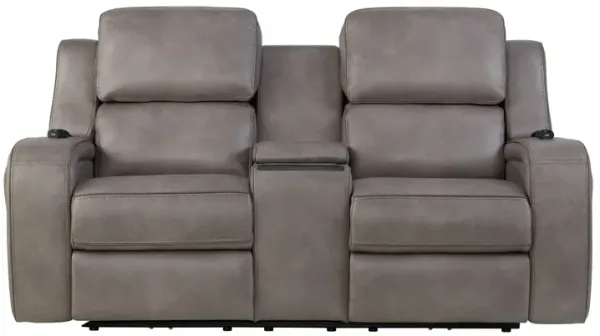Pulse Brown Dual Power Reclining Console Loveseat with Air Massage