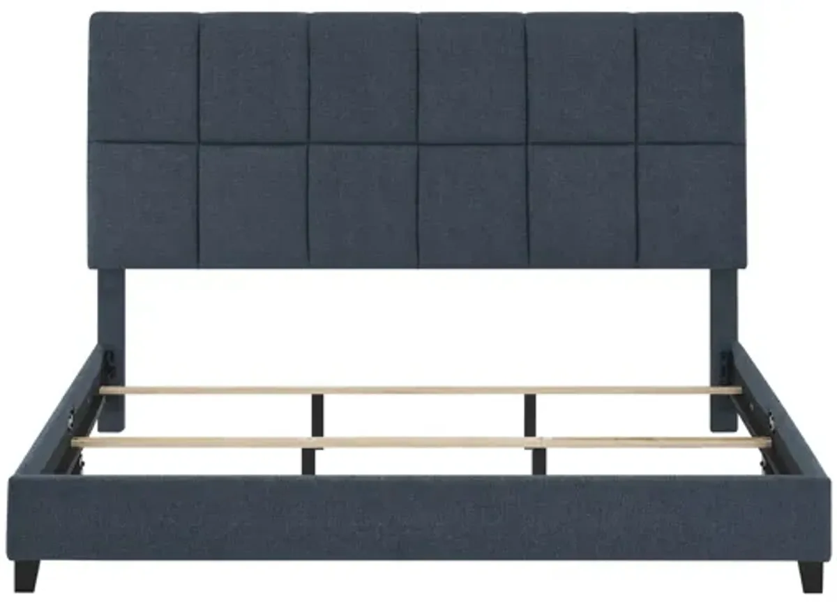 Bridger Upholstered Squares Panel Bed Navy