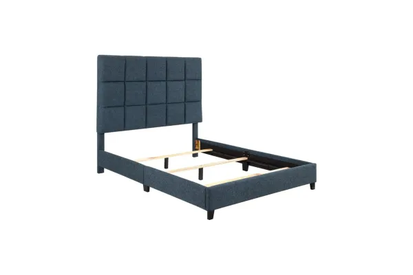 Bridger Upholstered Squares Panel Bed Navy