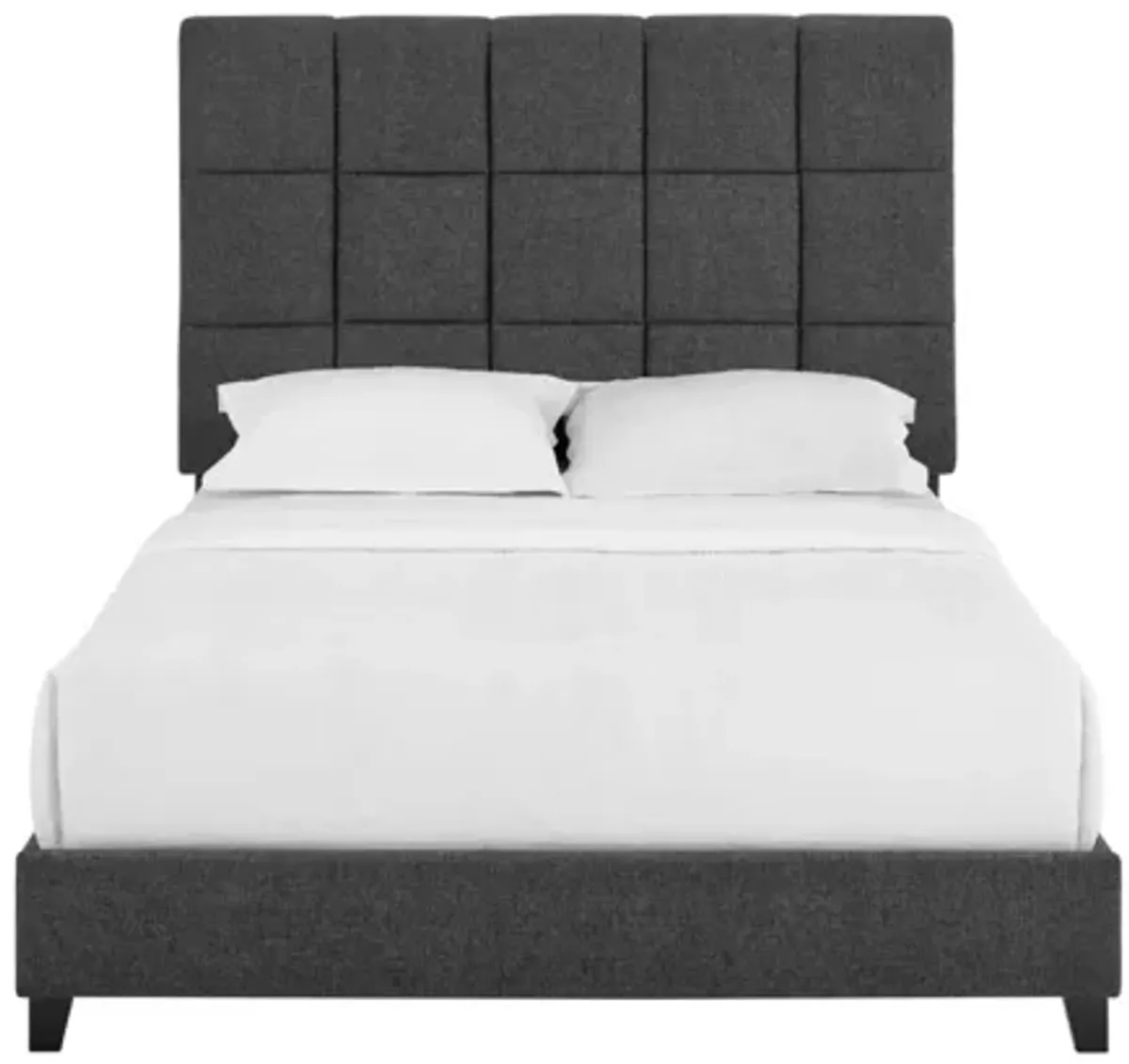 Bridger Upholstered Squares Panel Queen Bed Graphite