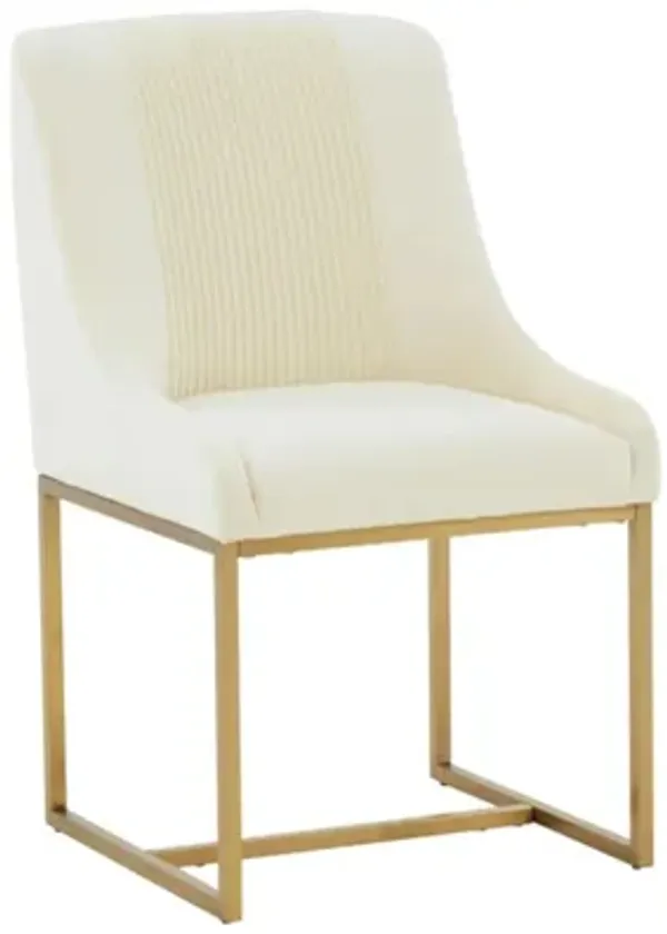 Lisa Cream Pleated Velvet Dining Chair