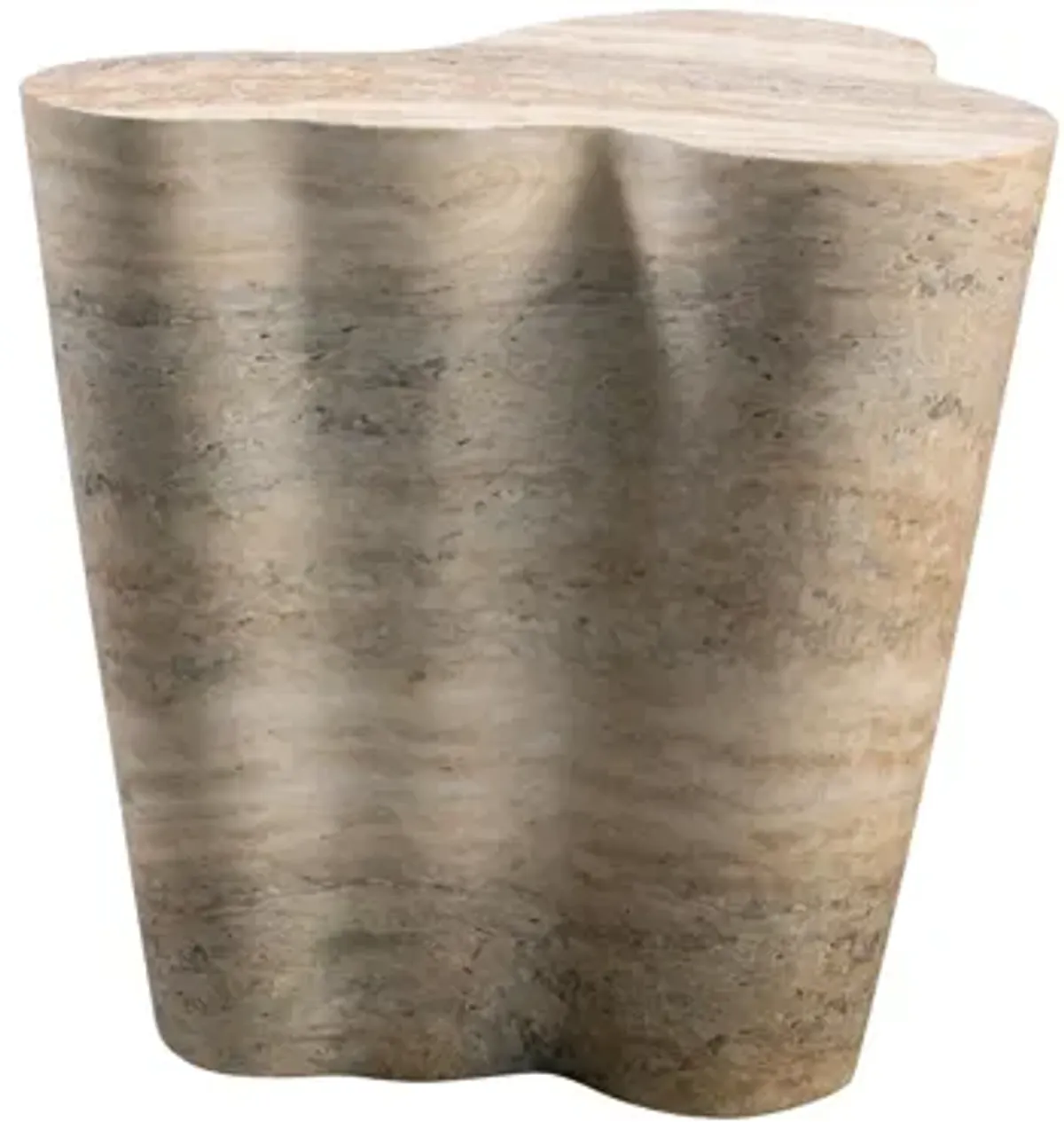 Slab Faux Travertine Tall Side Table