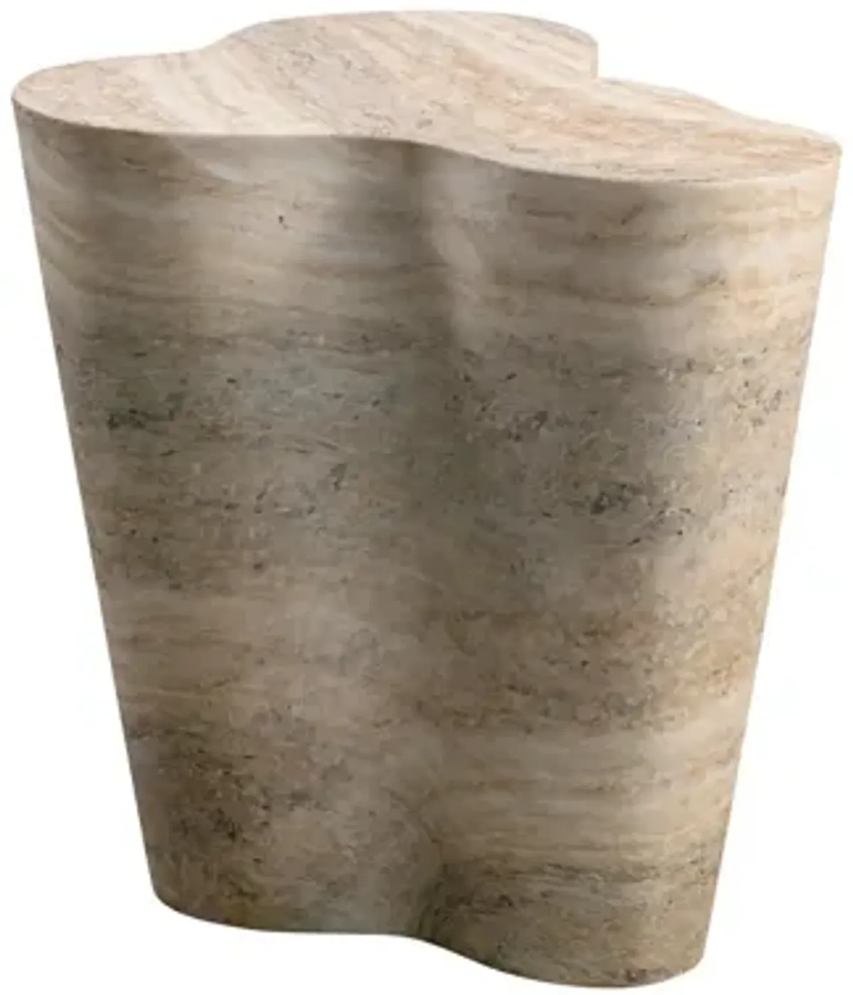 Slab Faux Travertine Tall Side Table